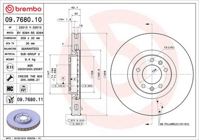 Bremžu diski BREMBO 09.7680.11