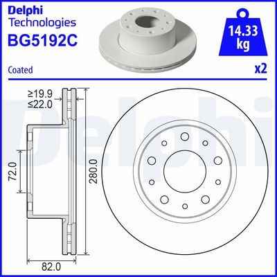 Тормозной диск DELPHI BG5192C
