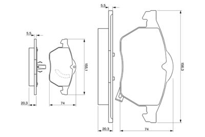 Bremžu uzliku kompl., Disku bremzes BOSCH 0986424461