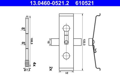 Комплектующие, колодки дискового тормоза ATE 13.0460-0521.2