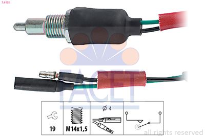 Выключатель, фара заднего хода FACET 7.6135