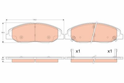 Bremžu uzliku kompl., Disku bremzes TRW GDB4457