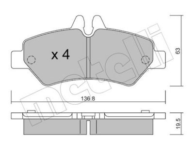 Комплект тормозных колодок, дисковый тормоз METELLI 22-0672-0