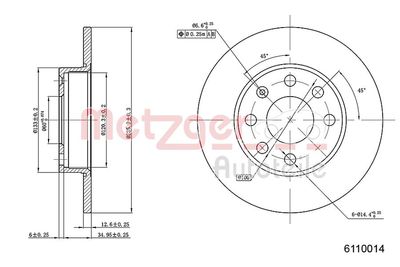 Тормозной диск METZGER 6110014