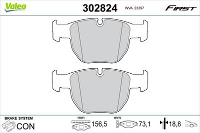 Bremžu uzliku kompl., Disku bremzes VALEO 302824