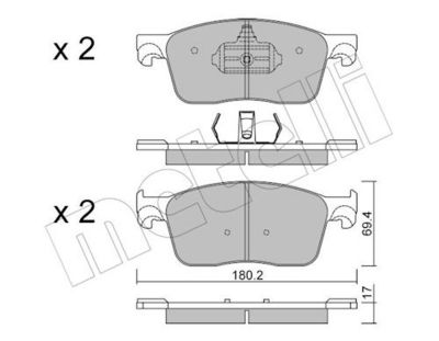 Комплект тормозных колодок, дисковый тормоз METELLI 22-1107-0