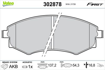 Bremžu uzliku kompl., Disku bremzes VALEO 302878