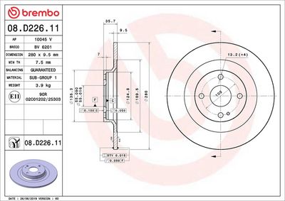 Тормозной диск BREMBO 08.D226.11