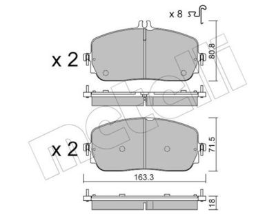 Bremžu uzliku kompl., Disku bremzes METELLI 22-1357-0