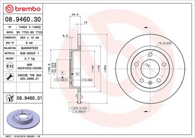Тормозной диск BREMBO 08.9460.31