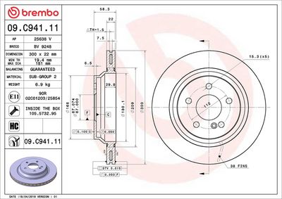 Тормозной диск BREMBO 09.C941.11