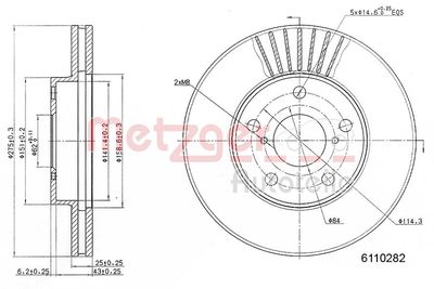 Тормозной диск METZGER 6110282