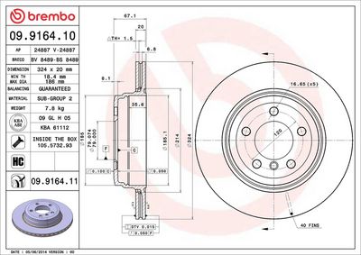 Тормозной диск BREMBO 09.9164.11