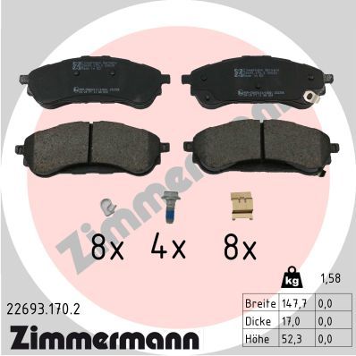 Bremžu uzliku kompl., Disku bremzes ZIMMERMANN 22693.170.2
