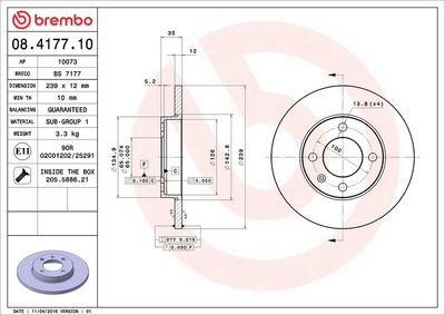 Тормозной диск BREMBO 08.4177.10