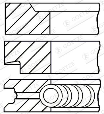 Комплект поршневых колец GOETZE ENGINE 08-107100-00