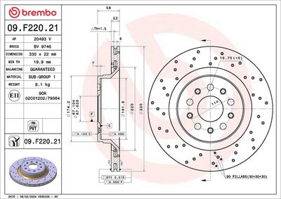 Тормозной диск BREMBO 09.F220.21