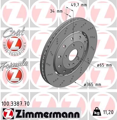 Bremžu diski ZIMMERMANN 100.3387.70