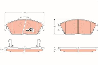 Bremžu uzliku kompl., Disku bremzes TRW GDB3331