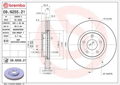 Тормозной диск BREMBO 09.N255.21