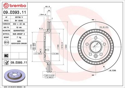 Bremžu diski BREMBO 09.D393.11