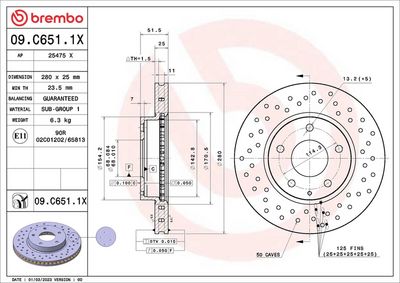 Тормозной диск BREMBO 09.C651.1X