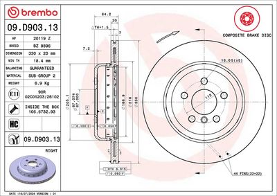Bremžu diski BREMBO 09.D903.13