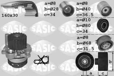 Ūdenssūknis + Zobsiksnas komplekts SASIC 3906082