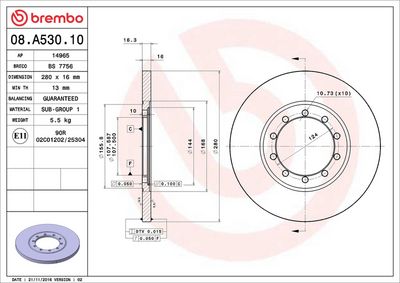 Bremžu diski BREMBO 08.A530.10