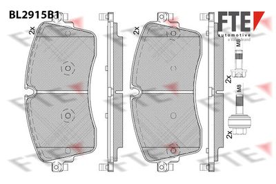 Bremžu uzliku kompl., Disku bremzes FTE 9011158