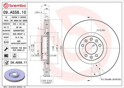 Тормозной диск BREMBO 09.A558.11