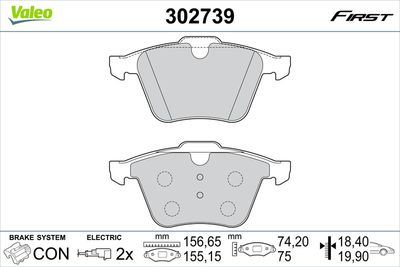 Bremžu uzliku kompl., Disku bremzes VALEO 302739