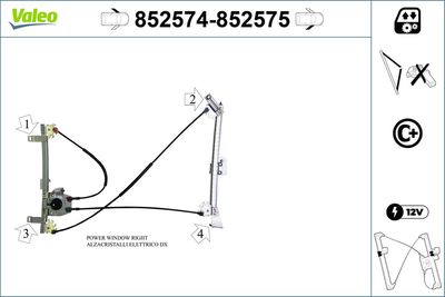 Stikla pacelšanas mehānisms VALEO 852574