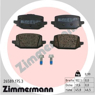 Bremžu uzliku kompl., Disku bremzes ZIMMERMANN 26589.175.3