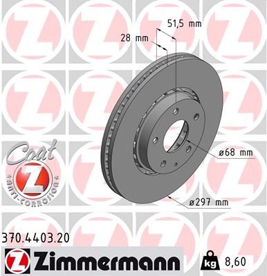 Тормозной диск ZIMMERMANN 370.4403.20