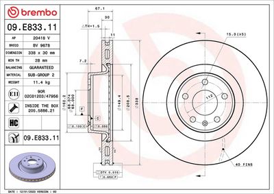 Bremžu diski BREMBO 09.E833.11