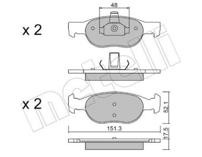 Bremžu uzliku kompl., Disku bremzes METELLI 22-0079-2