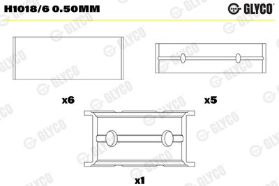 Kloķvārpstas gultnis GLYCO H1018/6 0.50MM