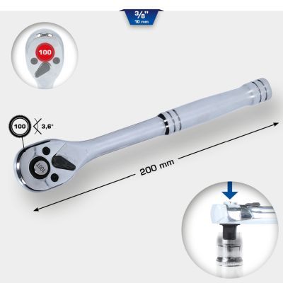 Uzgriežņu atslēga ar pārslēdzamu sprūdmehānismu KS TOOLS BT021995