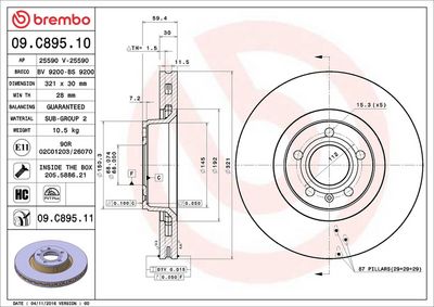 Тормозной диск BREMBO 09.C895.11