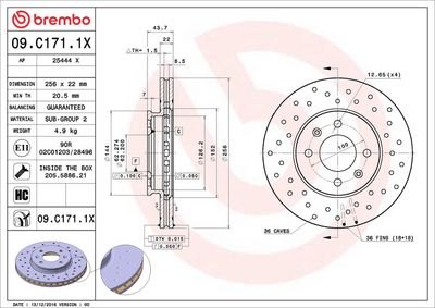 Тормозной диск BREMBO 09.C171.1X