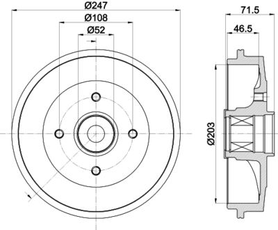 Тормозной барабан HELLA 8DT 355 302-791
