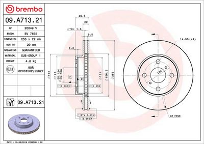 Тормозной диск BREMBO 09.A713.21