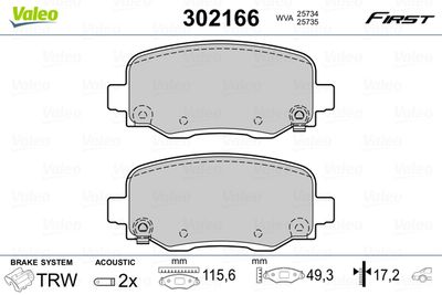 Bremžu uzliku kompl., Disku bremzes VALEO 302166