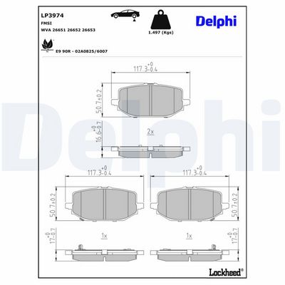 Bremžu uzliku kompl., Disku bremzes DELPHI LP3974