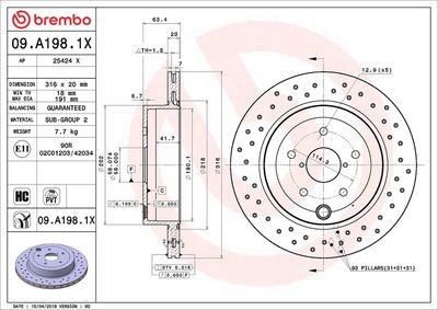 Bremžu diski BREMBO 09.A198.1X
