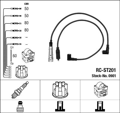 Augstsprieguma vadu komplekts NGK 0901