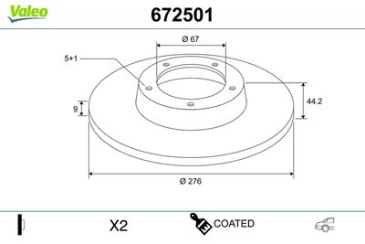 Тормозной диск VALEO 672501