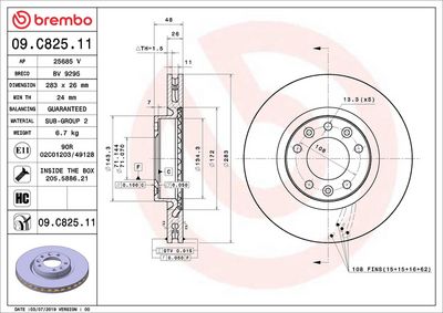 Тормозной диск BREMBO 09.C825.11