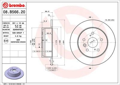Тормозной диск BREMBO 08.B566.21